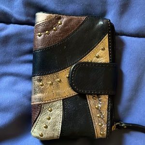 Fossil black silver and gold wallet